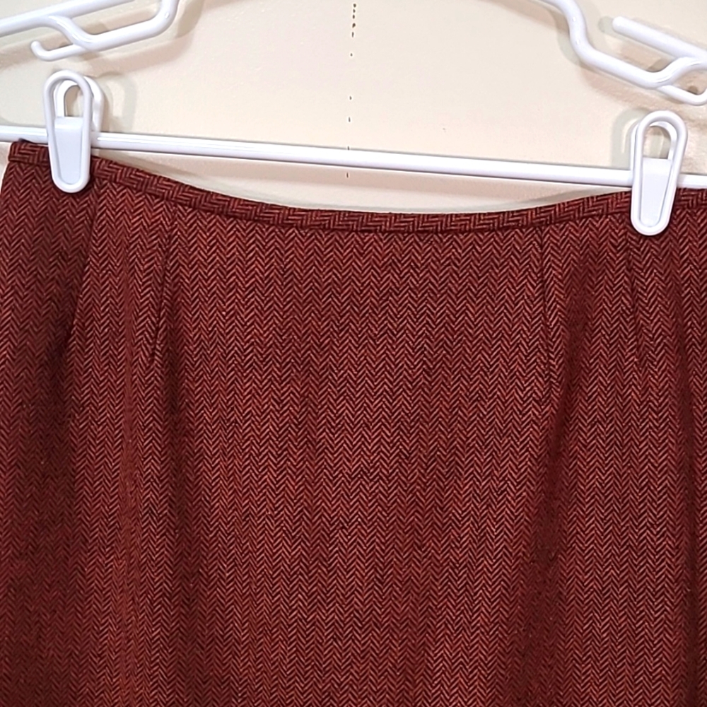 Vintage Le Suit Petite Rust Tweed Skirt Suit Blazer Jacket Size 8P - Picture 9 of 13